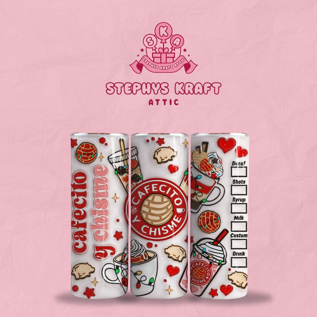 Cafecito y Chisme Tumbler (Red Christmas Style)
